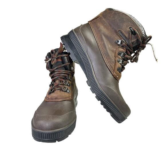 Sorel Kaufman Brown Leather Short Ankle Winter Felt Liner Boots Women 10 - Picture 2 of 8